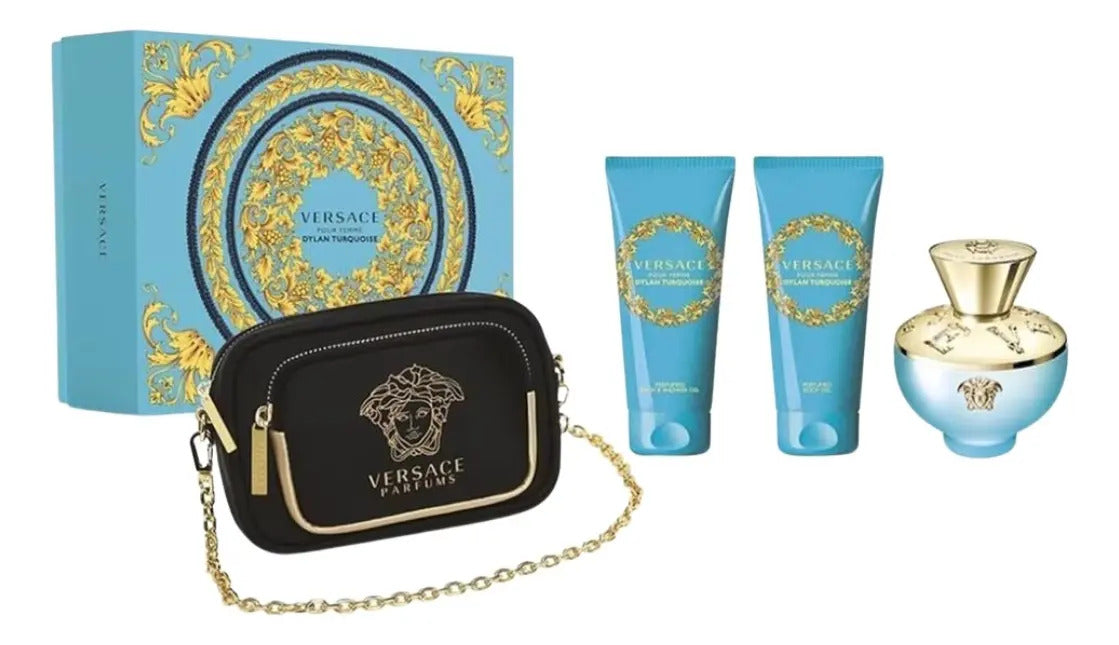Kit Versace Dylan Turquoise Edt Body Lotio Shower Nécessaire