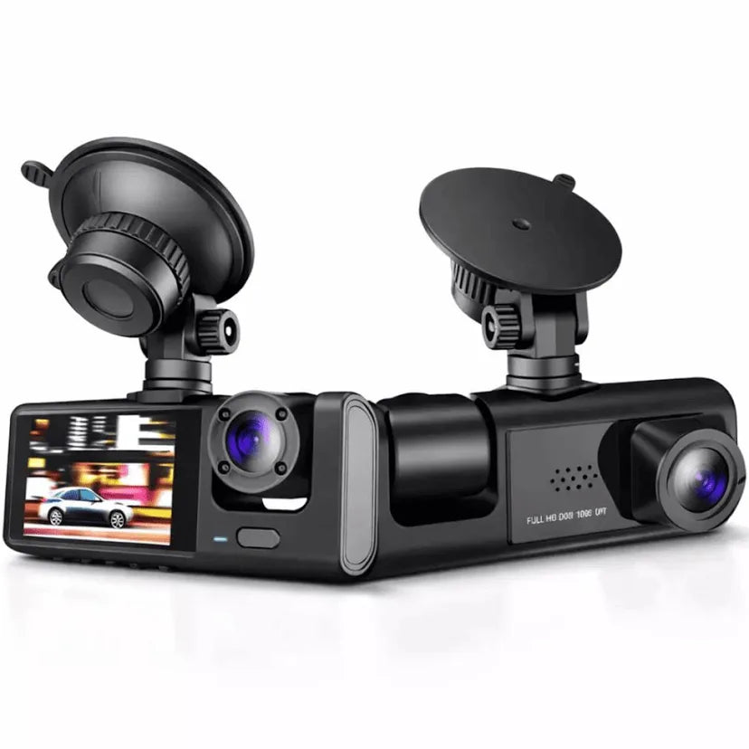 Câmera Veicular Black Box Full HD 3 Canais - Preto